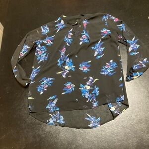 Chic Black and Blue Floral Women's Blouse